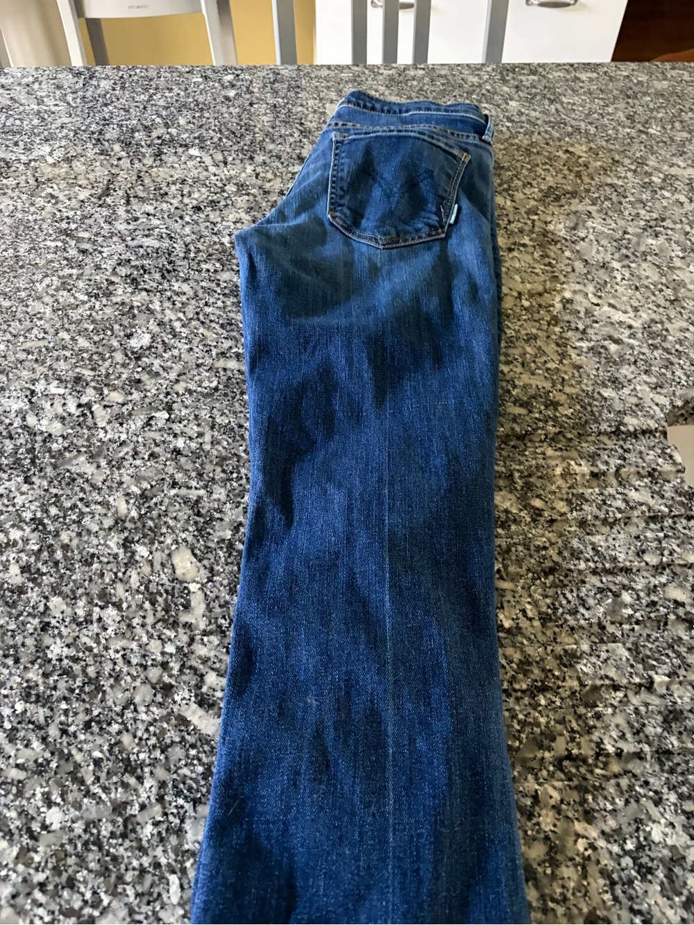 Dark Blue Frayed Hem Straight Jeans - Picture 2 of 5